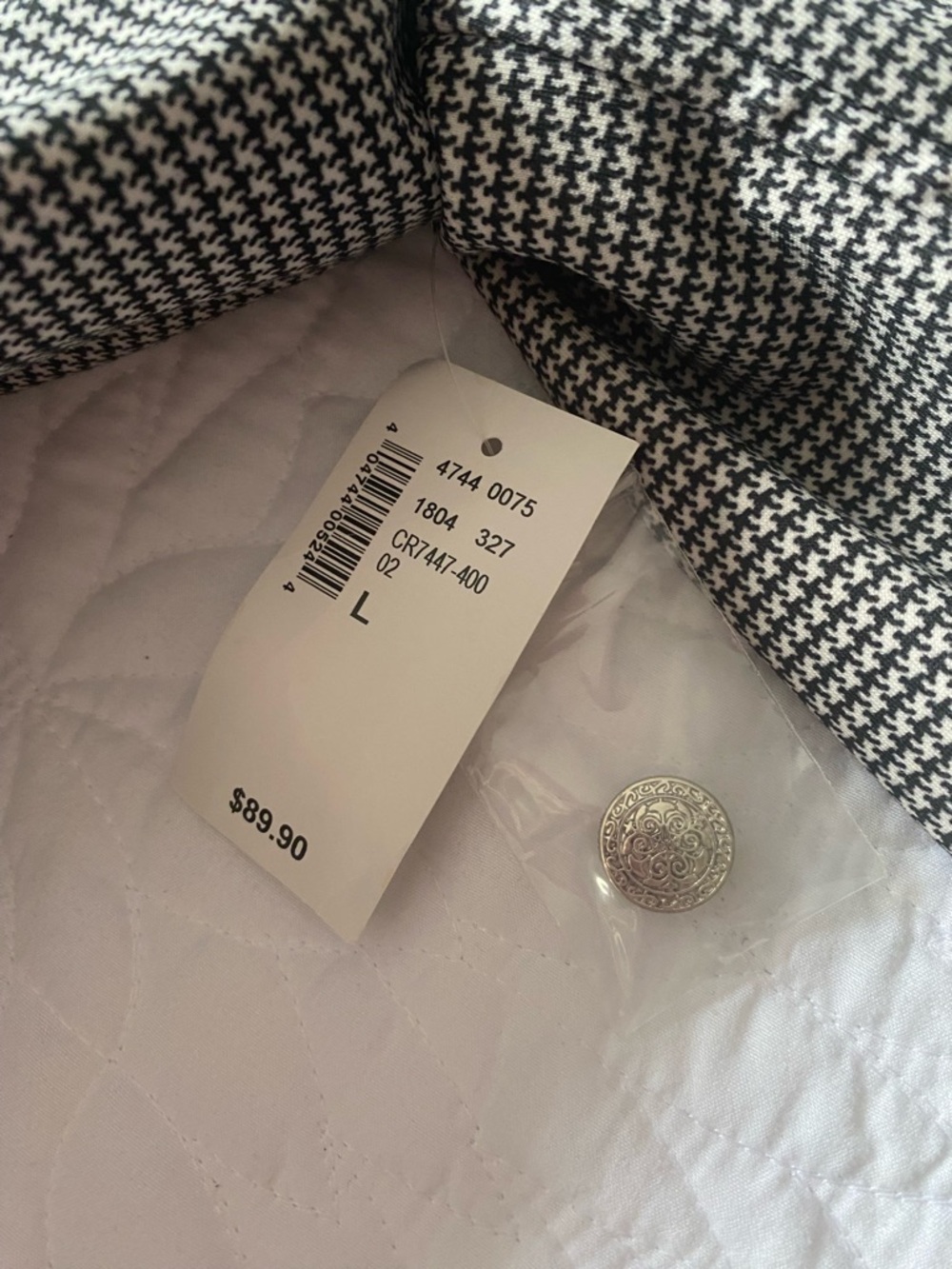 NWT Structured Black & White Houndstooth Double-Breasted Blazer - Picture 6 of 8